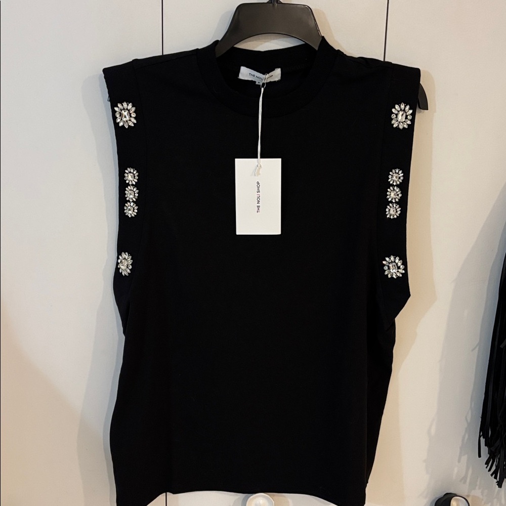 NEW The NOLI Shop Dylan crystal tank top in black,M - Picture 3 of 7